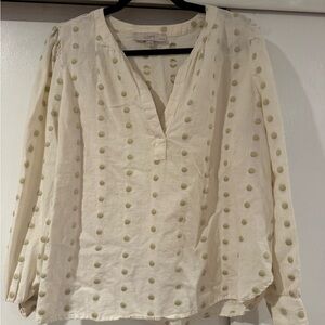 LOFT Ivory Textured Dot Blouse